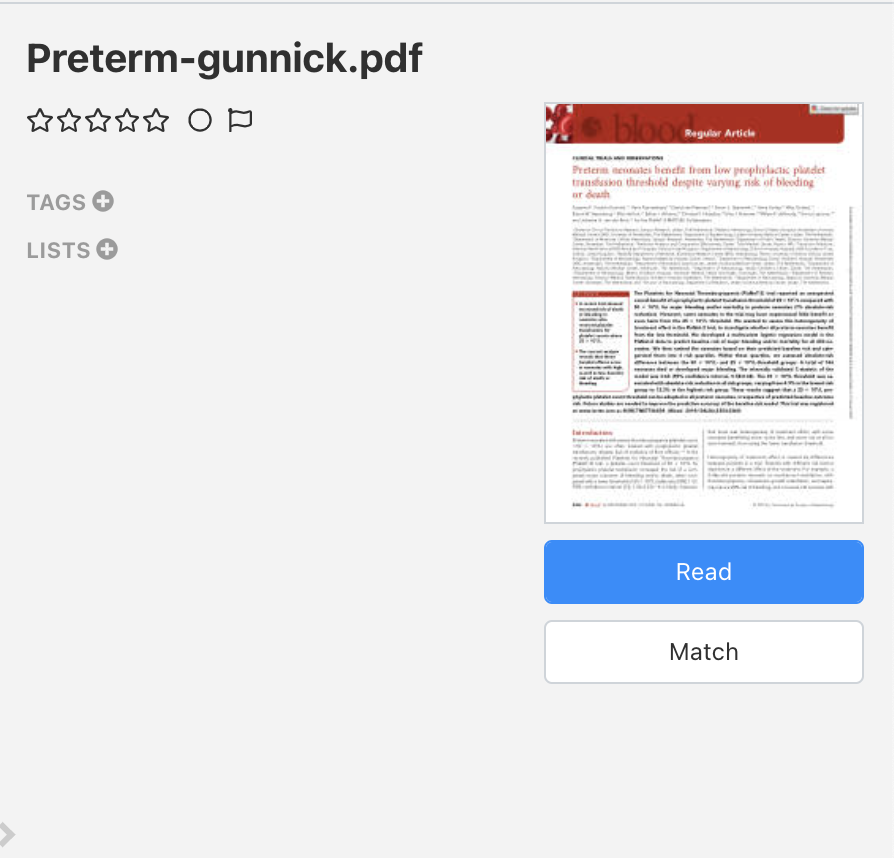 Image of the Match option for manual matching in desktop application